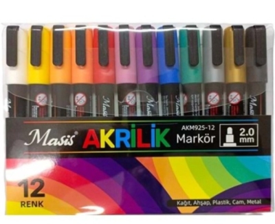 Masis 12 AKRİLİK MARKÖRÜ AKM925-12 Zeta Fotokopi