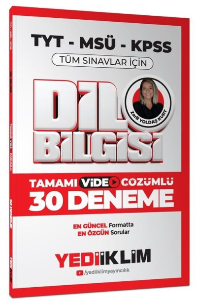 2025 KPSS MSÜ TYT Dil Bilgisi Tamamı Video Çözümlü Tüm Sınavlar için 30 Deneme Yediiklim Yayınları Zeta Fotokopi