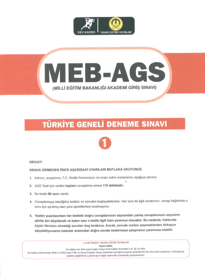 2025 MEB AGS TÜRKİYE GENELİ DENEME SINAVLARI TASARI DEV KADRO 1-2-3 DENEMELER (CEVAP ANAHTARLI) Zeta Fotokopi