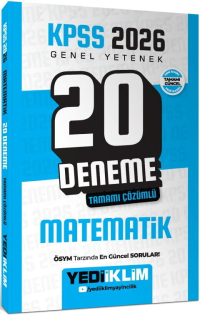 2026 KPSS Genel Yetenek Matematik Tamamı Çözümlü 20 Deneme Yediiklim Yayınları Zeta Fotokopi
