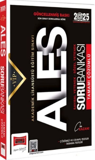 2025 ALES Vip Sayısal-Sözel Yetenek Tamamı Çözümlü Soru Bankası Yargı Yayınları Zeta Fotokopi