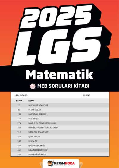 2025 LGS Matematik Meb Soruları Kitabı Kerim Hoca Zeta Fotokopi