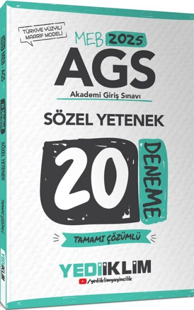 2025 MEB AGS Sözel Yetenek Tamamı Çözümlü 20 Deneme Yediiklim Yayınları Zeta Fotokopi