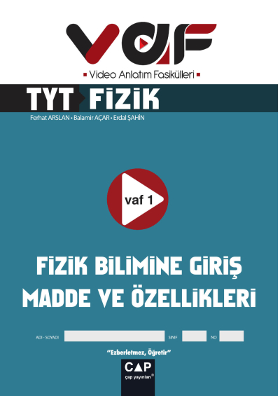 TYT Fizik Video Anlatım Fasikülleri Vaf Yayınları Zeta Fotokopi