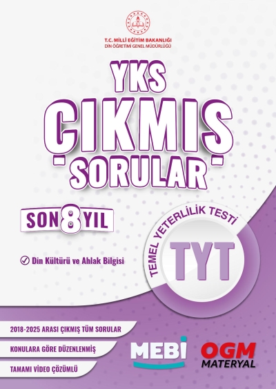 YKS Çıkmış Sorular TYT Din Kültürü ve Ahlak Bilgisi Son 8 Yıl (2018-205) MEB OGM