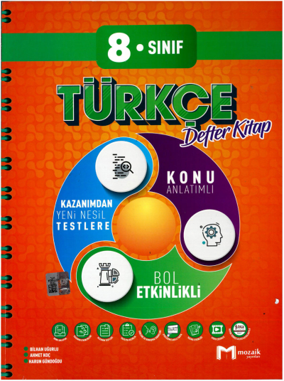 8. Sınıf Türkçe İntro Defter Kitap Mozaik Yayınları Zeta Fotokopi