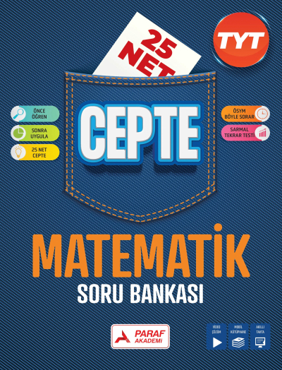 TYT Matematik Soru Bankası 25 Net Cepte Soru Bankası PRF Paraf Yayınları Zeta Fotokopi