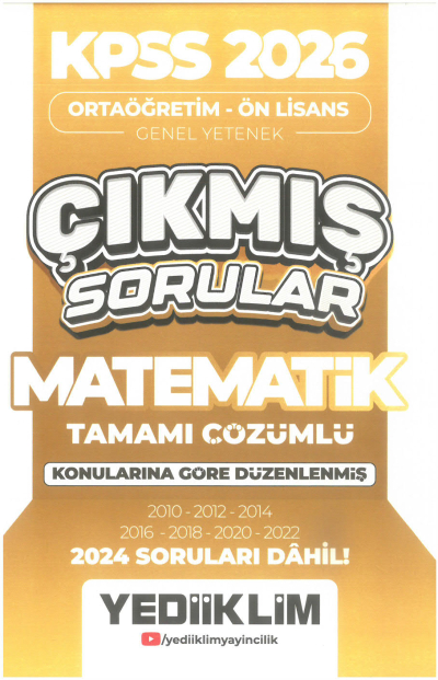 2026 KPSS Ortaöğretim-Önlisans Matematik Konularına Göre Çıkmış Sorular(2024 soruları dahil) Yediiklim Yayınları
