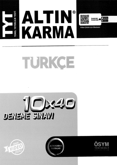 TYT Türkçe Tamamı Video Çözümlü 10x40 Deneme Sınavı