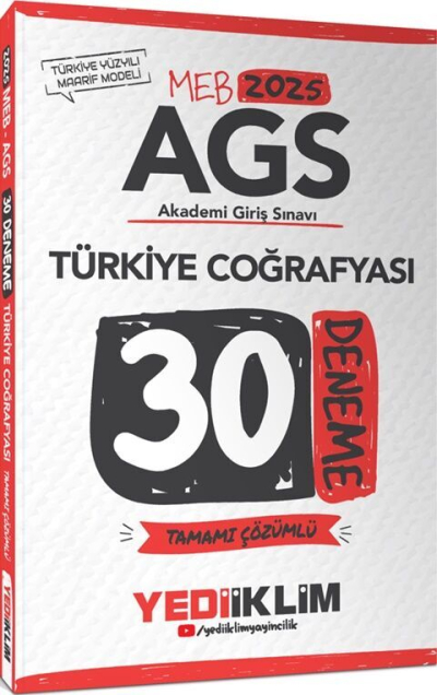 2025 MEB AGS Türkiye Coğrafyası Tamamı Çözümlü 30 Deneme Yediiklim Yayınları Zeta Fotokopi