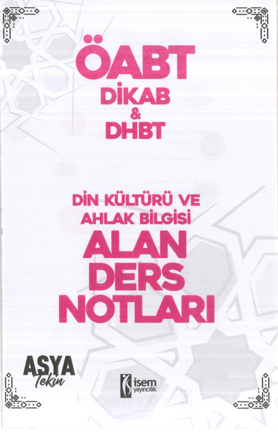 DİN KÜLTÜRÜ VE AHLAK BİLGİSİ ALAN DERS NOTLARI