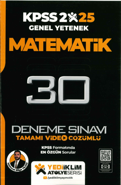 2025 KPSS Genel Yetenek Atölye Serisi Matematik Tamamı Video Çözümlü 30 Deneme Sınavı Yediiklim Yayınları Zeta Fotokopi