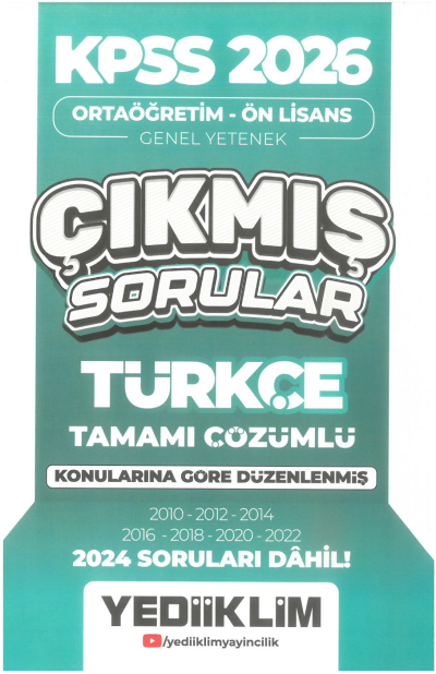 2026 KPSS Ortaöğretim-Önlisans Türkçe Konularına Göre Çıkmış Sorular(2024 soruları dahil) Yediiklim Yayınları Zeta Fotokopi