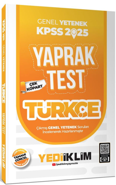 2025 KPSS Türkçe Yaprak Test Yediiklim Yayınları Zeta Fotokopi
