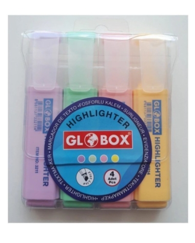 Globox Fosforlu Kalem Pastel Renk 4.lü Zeta Fotokopi