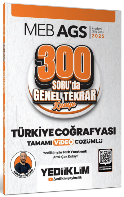 2025 MEB AGS Türkiye Coğrafyası 300 Soruda Tamamı Video Çözümlü Genel Tekrar Kampı Yediiklim Yayınları Zeta Fotokopi