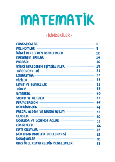 AYT Matematik Vip Notlar Vin Kampüs