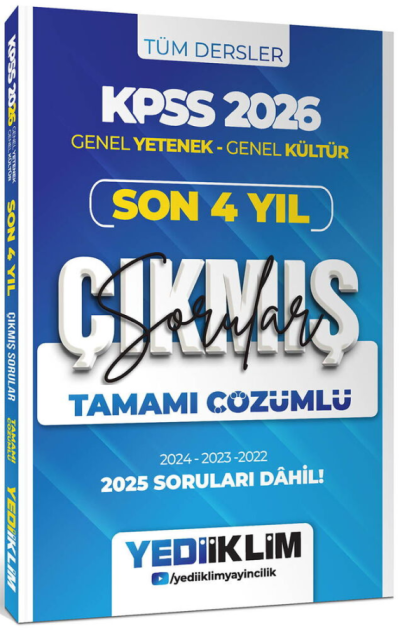 2026 KPSS Genel Yetenek Genel Kültür Son 4 Yıl (2022-2025) Tamamı Çözümlü Çıkmış Sorular Yediiklim Yayınları Zeta Fotokopi