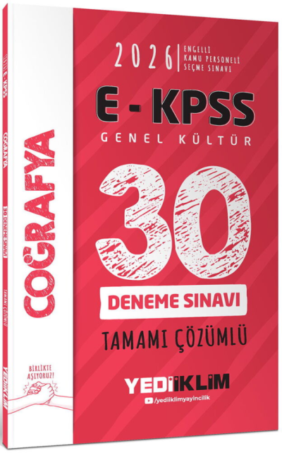 2026 E-KPSS Tüm Adaylar İçin Genel Kültür Coğrafya Tamamı Çözümlü 30 Deneme Sınavı Yediiklim Yayınları