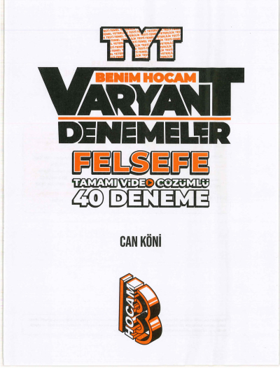 TYT FELSEFE VARYANT 40 DENEME Zeta Fotokopi