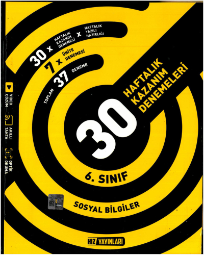 6.Sınıf Sosyal Bilgiler Haftalık Kazanım Denemeleri Hız Yayınları Zeta Fotokopi