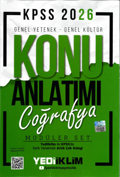 COĞRAFYA Yediiklim 2026 KPSS Genel Yetenek Genel Kültür Konu Anlatımı Modüler Yediiklim Yayınları Zeta Fotokopi