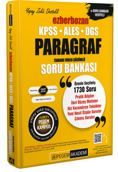 2026 AGS-KPSS-ALES-DGS Ezberbozan Paragraf Tamamı Video Çözümlü Soru Bankası Pegem Akademi Yayıncılık Zeta Fotokopi