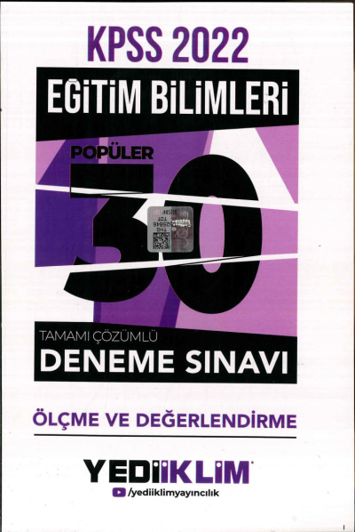 ÖLÇME VE DEĞERLENDİRME POPÜLER 30 DENEME SINAVI TAMAMI ÇÖZÜMLÜ Zeta Fotokopi