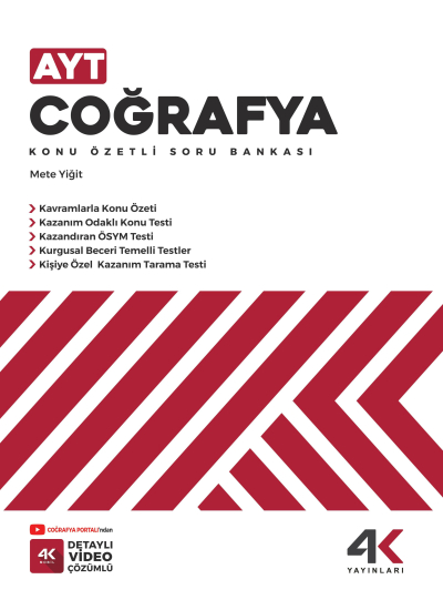 4K Yayınları AYT Coğrafya Konu Özetli Soru Bankası Zeta Fotokopi