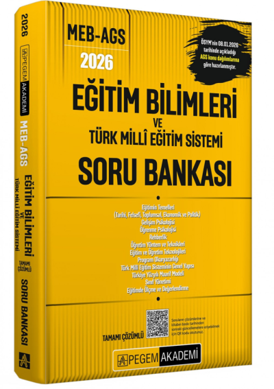 2026 MEB-AGS Eğitim Bilimleri ve Türk Milli Eğitim Sistemi Soru Bankası Çözümlü Pegem Akademi Yayınları Zeta Fotokopi