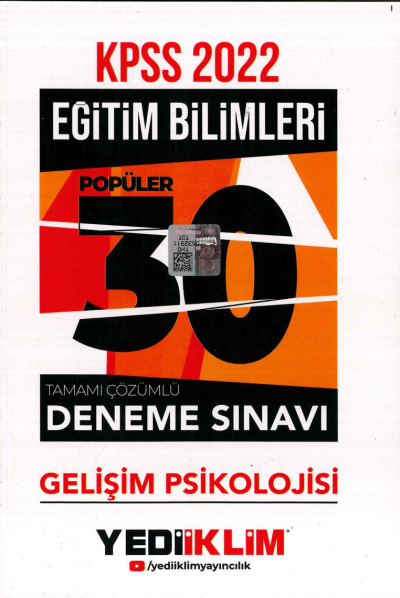 GELİŞİM PSİKOLOJİSİ 30LU DENEME SINAVI TAMAMI ÇÖZÜMLÜ Zeta Fotokopi