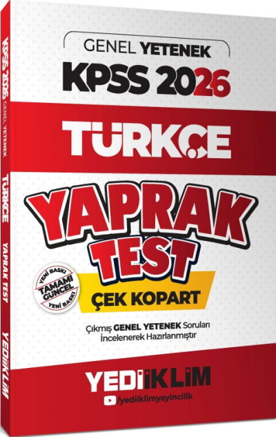 2026 KPSS Genel Yetenek Türkçe Çek Kopart Yaprak Test Yediiklim Yayınları Zeta Fotokopi