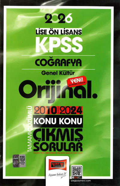 2026 KPSS Lise-Önlisans Coğrafya Orijinal 2010-2024 Konu Konu Çıkmış Sorular Yargı Yayınları Zeta Fotokopi