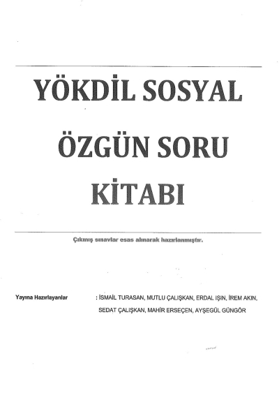 YÖKDİL SOSYAL ÖZGÜN SORU KİTABI Zeta Fotokopi