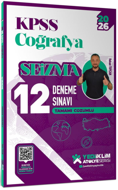 2026 KPSS Atölye Serisi Coğrafya Seizma Tamamı Çözümlü 12 Deneme Sınavı Yediiklim Yayınları Zeta Fotokopi
