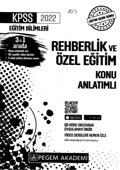 2022 KPSS Eğitim Bilimleri REHBERLİK VE ÖZEL EĞİTİM KONU ANLATIM Zeta Fotokopi