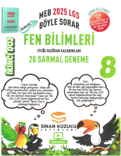Sinan Kuzucu Yayınları 8. Sınıf İkinci Doz Fen Bilimleri 20 Sarmal Branş Deneme Zeta Fotokopi
