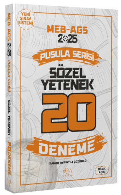 2025 MEB-AGS Sözel Yetenek 20 Deneme Çözümlü Pusula Serisi CBA Yayınları Zeta Fotokopi