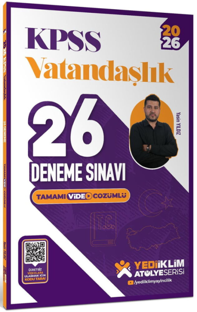 2026 KPSS Vatandaşlık Tamamı Video Çözümlü 26 Deneme Sınavı Yediiklim Yayınları Zeta Fotokopi