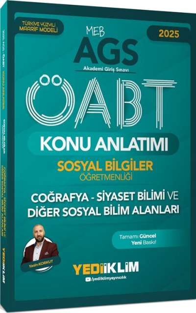 2025 MEB AGS ÖABT Sosyal Bilgiler Öğretmenliği Coğrafya Siyaset Bilimi ve Diğer Sosyal Bilim Alanları Konu A Yediiklim Yayınları Zeta Fotokopi