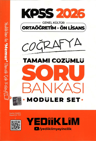 2026 KPSS Lise Ortaöğretim Ön Lisans Soru Bankası Çözümlü Modüler COĞRAFYA Yediiklim Yayınları Zeta Fotokopi