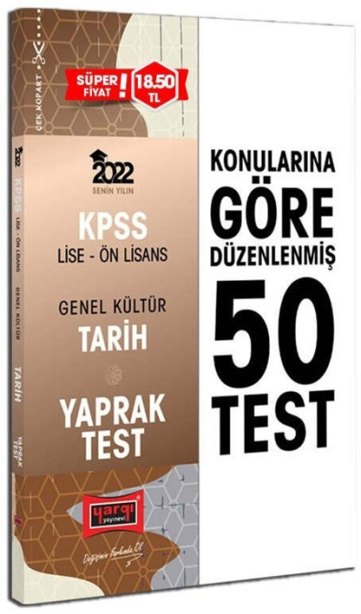 KPSS Lise Ön Lisans GK Tarih Yaprak Test Zeta Fotokopi