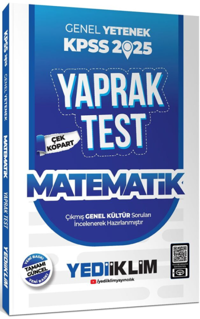 2025 KPSS Matematik Genel Yetenek Çek Kopart Yaprak Test Yediiklim Yayınları Zeta Fotokopi