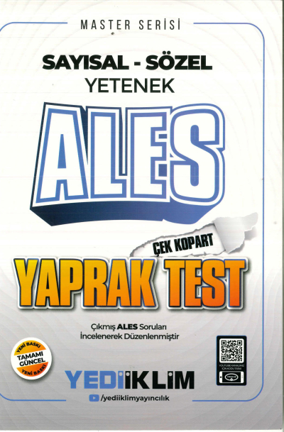 2025 Master Serisi ALES Sayısal-Sözel Yetenek Çek Kopart Yaprak Test Yediiklim Yayınları Zeta Fotokopi