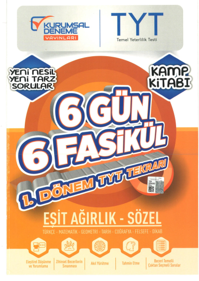 TYT Eşit Ağırlık Sözel 6 Gün 6 Fasikül Yarıyıl Genel Tekrar Kamp Kitabı Zeta Fotokopi
