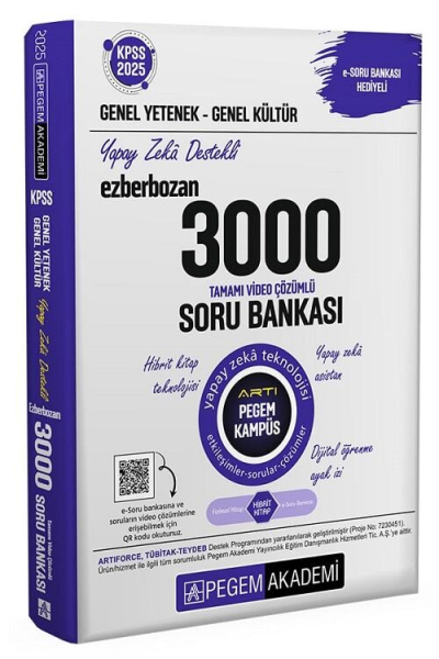 2025 KPSS Genel Yetenek Genel Kültür Ezberbozan 3000 Tamamı Çözümlü Soru Bankası Pegem Akademi Zeta Fotokopi