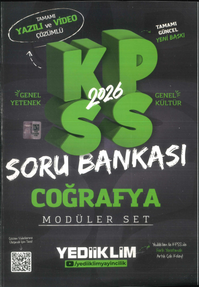 COĞRAFYA 2026 KPSS Genel Yetenek Genel Kültür Hem Yazılı Hem Video Çözümlü Soru Bankası Modüler Yediiklim Yayınları Zeta Fotokopi