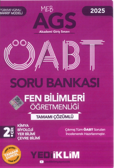 2025 MEB AGS ÖABT Fen Bilimleri Öğretmenliği Tamamı Çözümlü Soru Bankası 2. CİLT ( KİMYA- BİYOLOJİ- YER BİLİMİ - ÇEVRE BİLİMİ) Yediiklim Yayınları Zeta Fotokopi