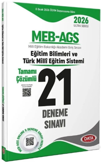 2026 MEB-AGS Eğitim Bilimleri ve Türk Milli Eğitim Sistemi 21 Deneme Çözümlü Ultra Serisi Data Yayınları Zeta Fotokopi