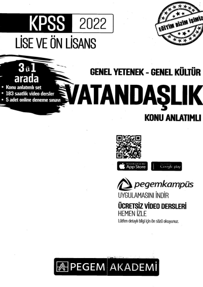 2022 KPSS LİSE VE ÖNLİSANS VATANDAŞLIK KONU ANLATIMI Zeta Fotokopi